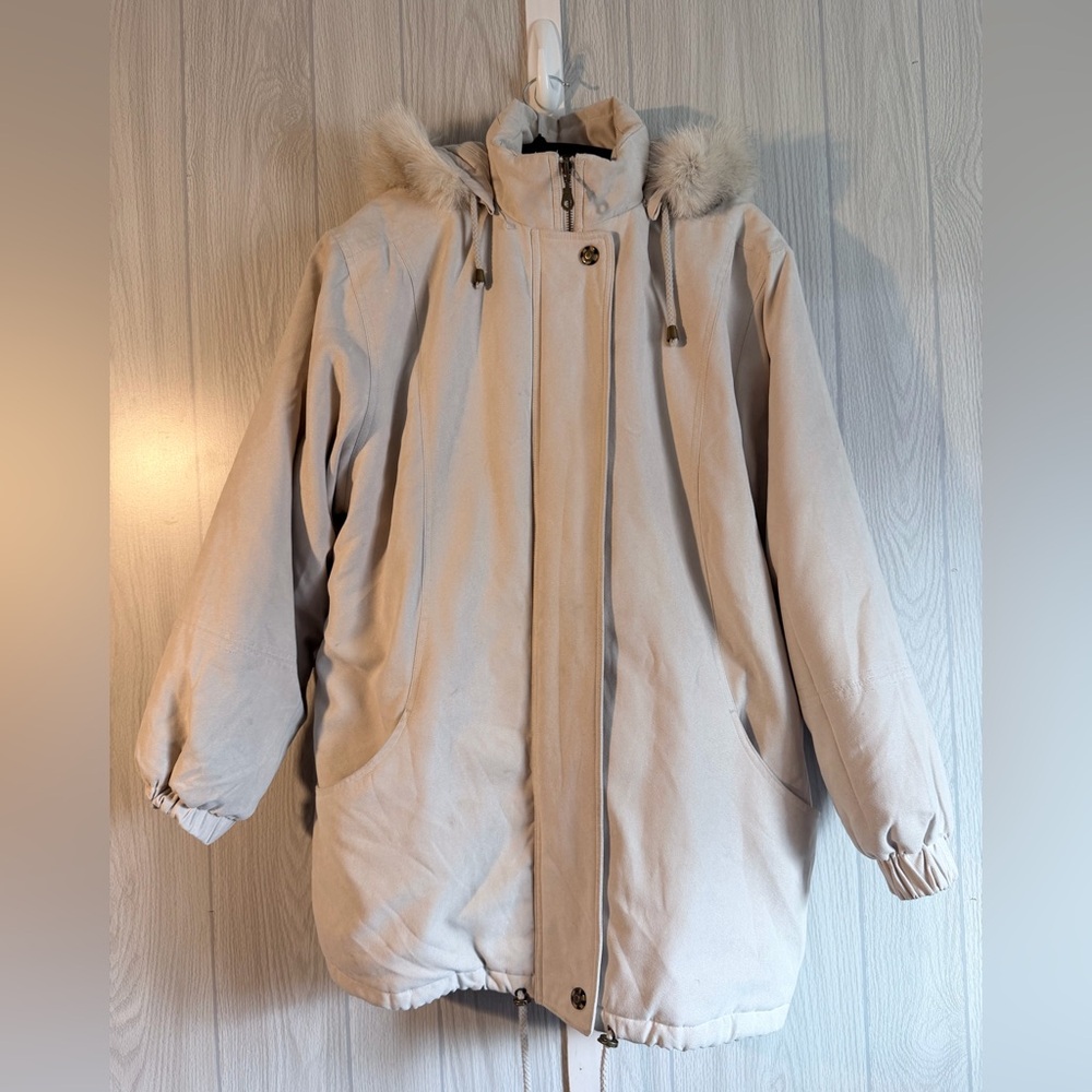 Worthington Oversized Women's cream Hooded Puffer Coat